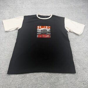 Vintage Iceberg Shirt Men Large Black Car Grill Logo Spellout Graphic Tee Italy